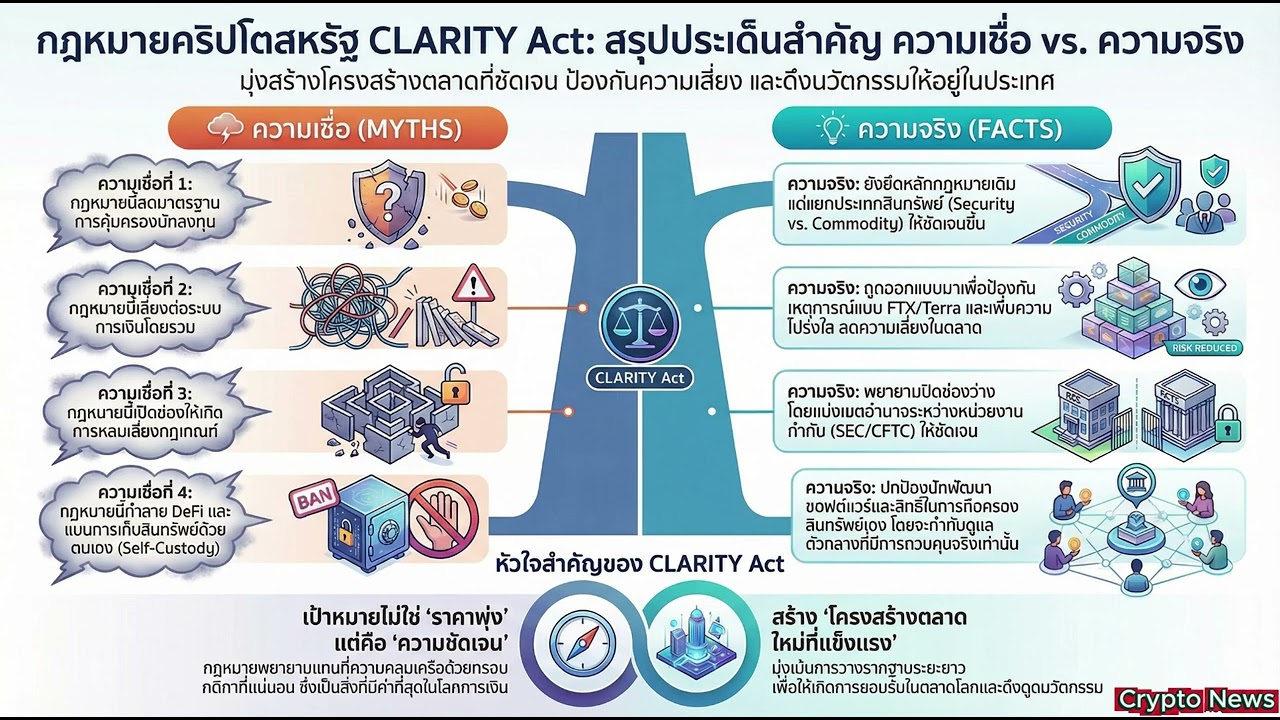 เจาะลึก CLARITY Act — กฎหมายที่ไม่ได้มาเพื่อ 'Moon' แต่มาเพื่อลบคำว่า 'เถื่อน' ออกจากตลาดคริปโต