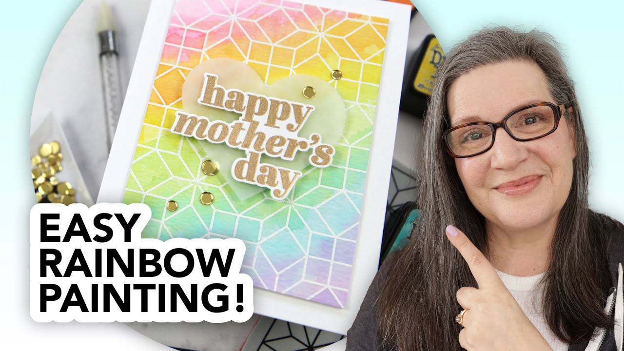 The EASIEST rainbow painted backgrounds with stamp ink you may already have!