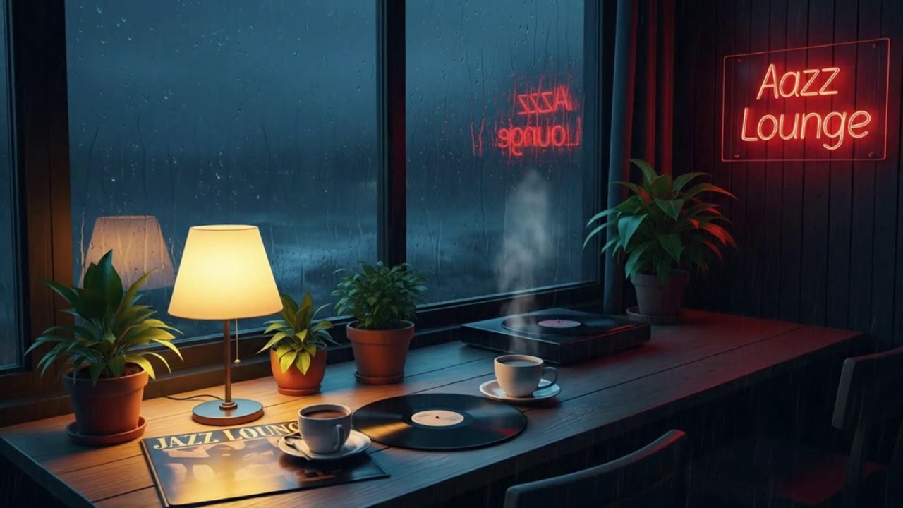 Smooth Jazz on Thunder Rain Night ｜ Cozy Lounge for Deep Work 🎷🌙⚡🌧️☕