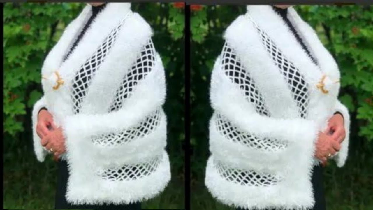 Easy crochet amazing rectangular shawl 👌👌👌 اشيك شال كروشية بخيط الشعر