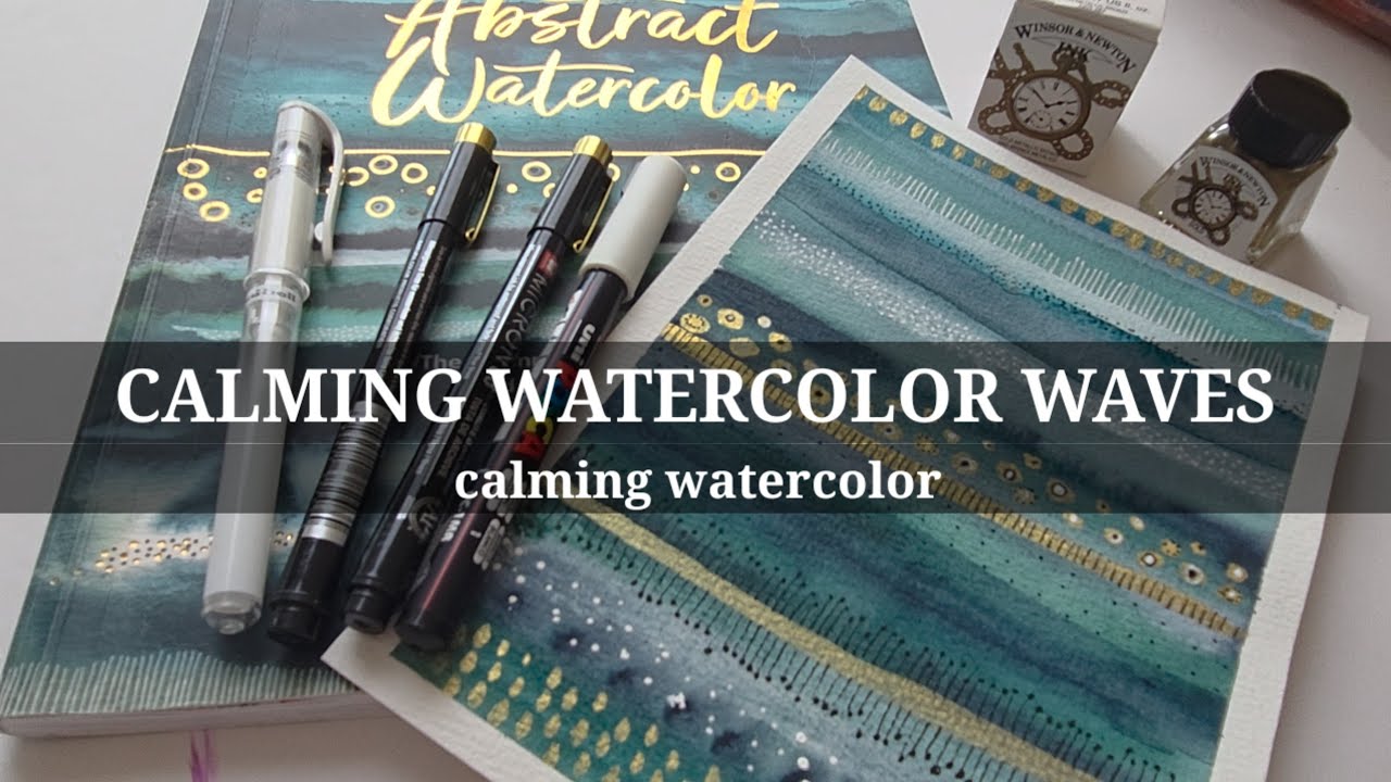 EASY! CALMING SEASCAPE, Abstract Watercolor and Mixed Media