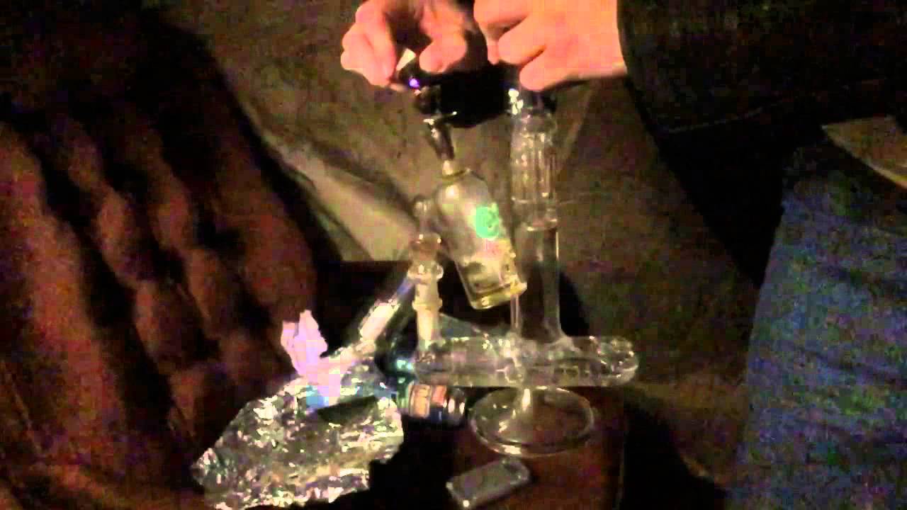 Biohazard bong and Cheech barrel bubbler slo-mo