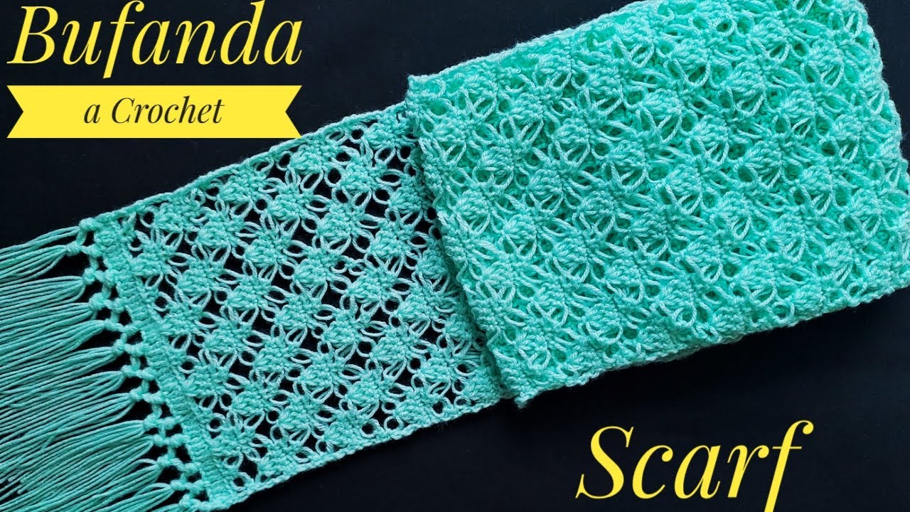 Teje &eacute;sta Linda BUFANDA a CROCHET/How To Crochet a Scarf/Chalina a Crochet/Cachecol de Croch&ecirc;/Scarf