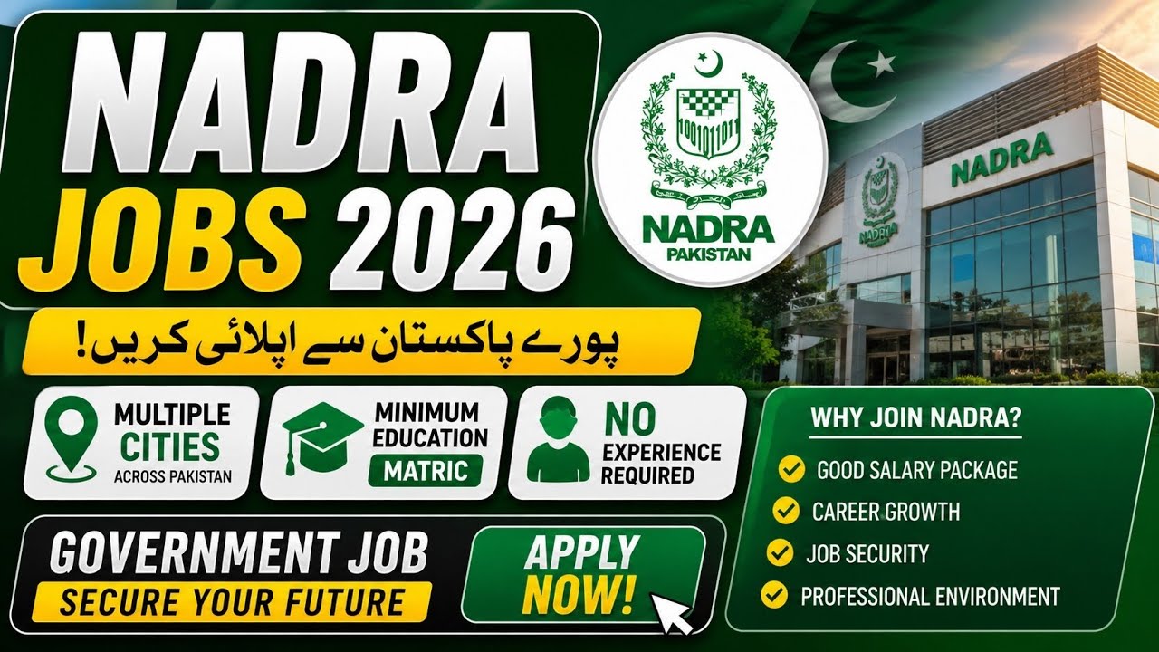 NADRA Jobs 2026 Online Apply | Matric Pass - Latest Government Jobs in Pakistan Today 2026