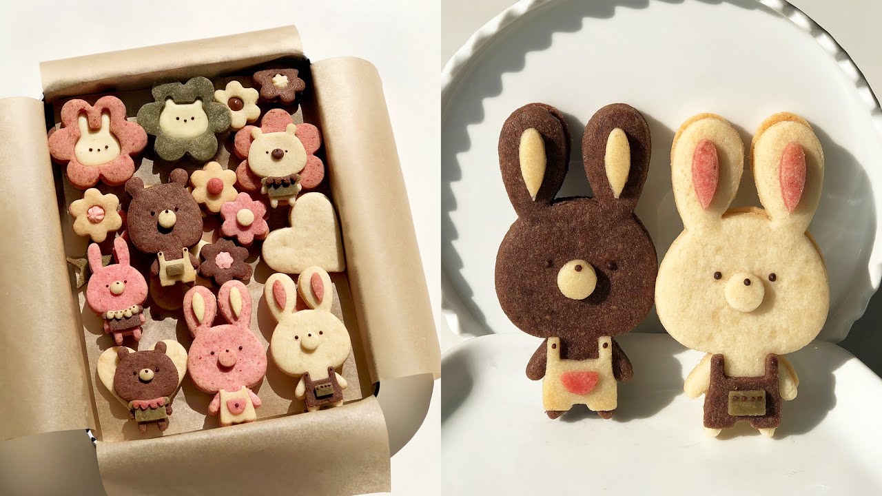 Cute Baby animals Cookie Box recipe | 절정의 귀여움!! 크림치즈 버터 크림 샌드위치 쿠키 박스 만들기 🐰🐻🐾⭐️❤️ | クッキー缶の作り方 Icebox