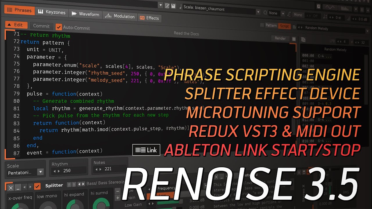 Renoise 3.5 — демонстрация возможностей