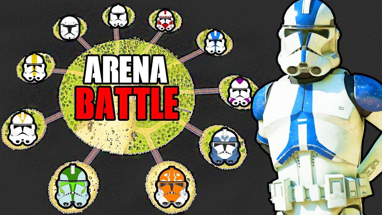 Every CLONE LEGION Island Bridge ARENA BATTLE w/ All Commanders! - Men of War: Star Wars Mod