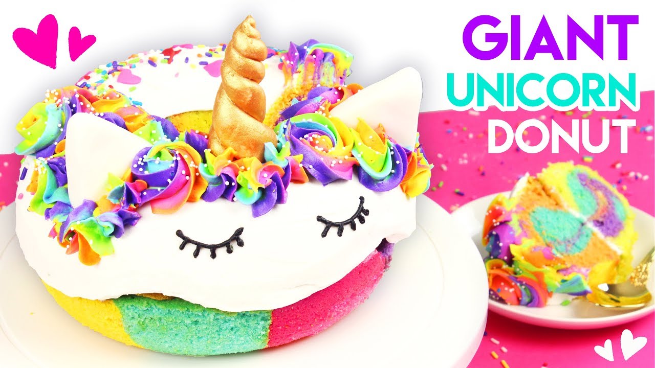 How to Make a GIANT Rainbow Unicorn Donut Cake! 🦄