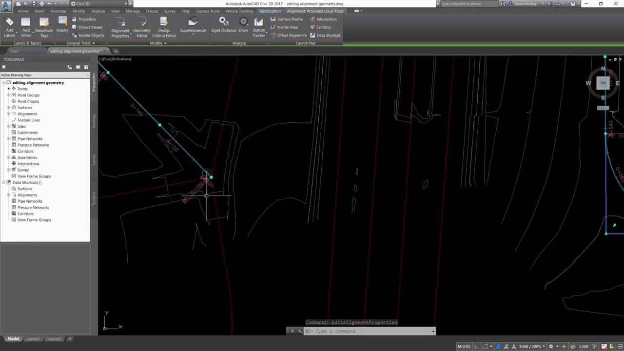 Autocad Civil 3D:- Lesson 2.1: Modifying alignment properties