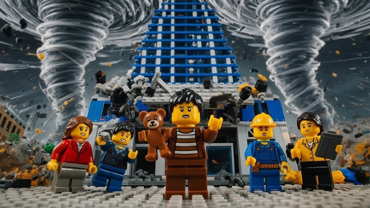 When a Tornado Turns LEGO City Into Flying Bricks #legocity #lego #tornado  #stopmotion