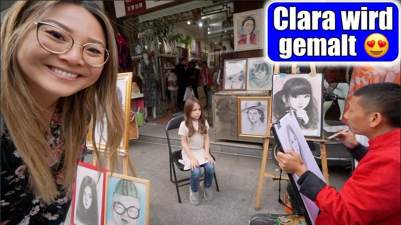 Clara wird in China gemalt 😍 Perlen in XXL Muschel gefunden! Essen 好吃的小笼包! China VLOG 8 Mamiseelen