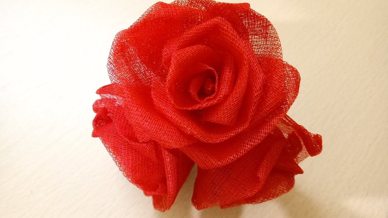 Rose flower making with organdy cloth