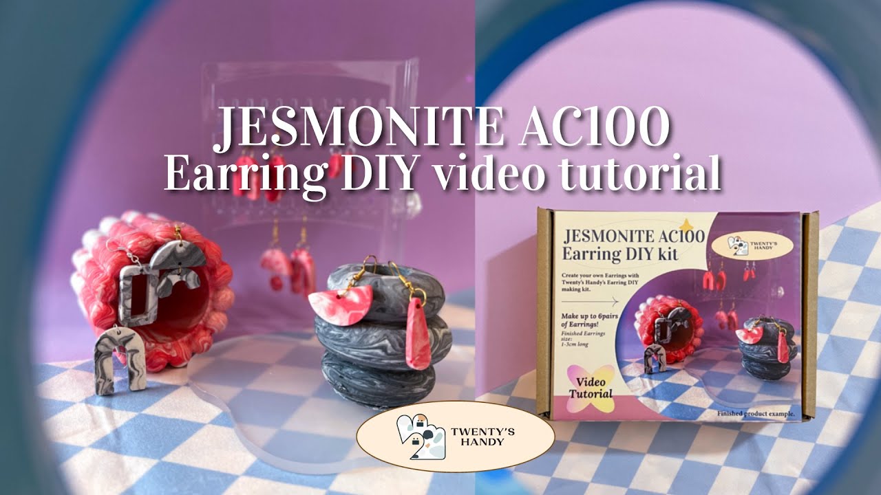 Twenty's Handy Jesmonite AC100 Earring Set DIY kit l 🇲🇾 video tutorial l Jewerly making
