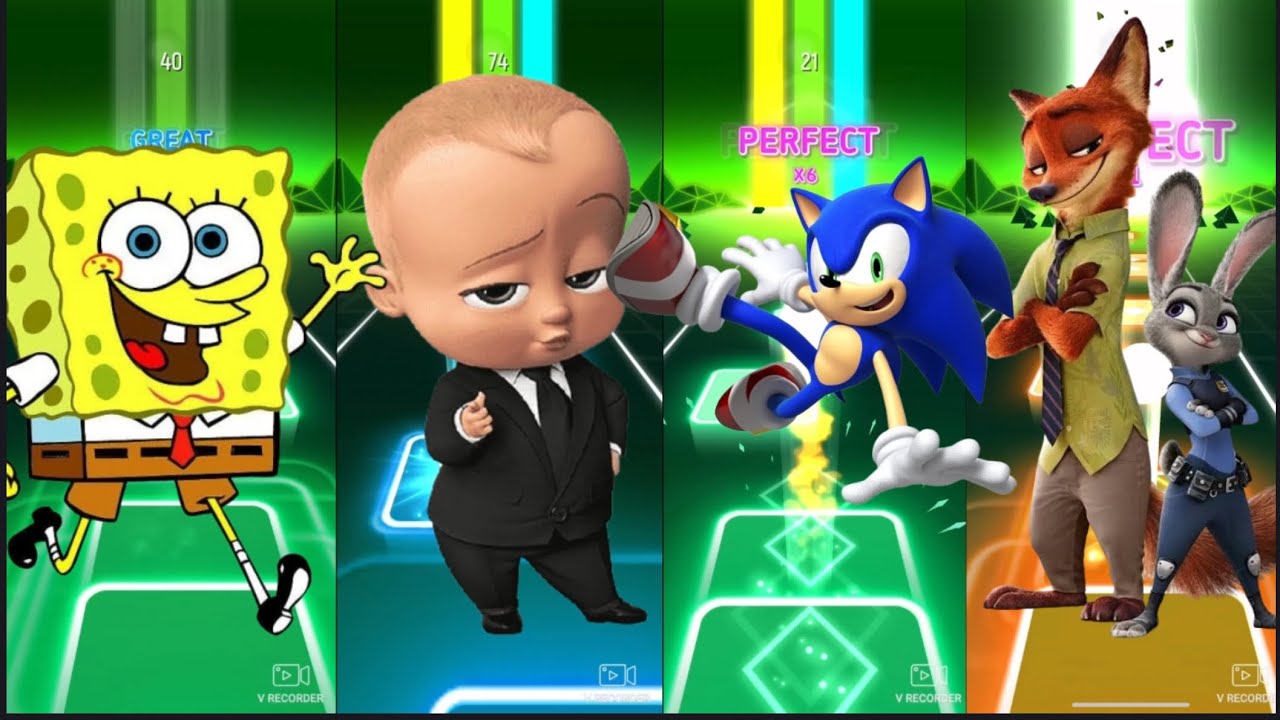 😱What happens when legendary cartoon characters take on an impossible Tiles Hop challenge? 😱