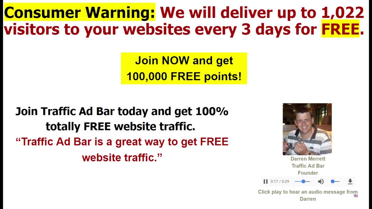 Traffic Ad Bar Review or how to get free traffic to your site today