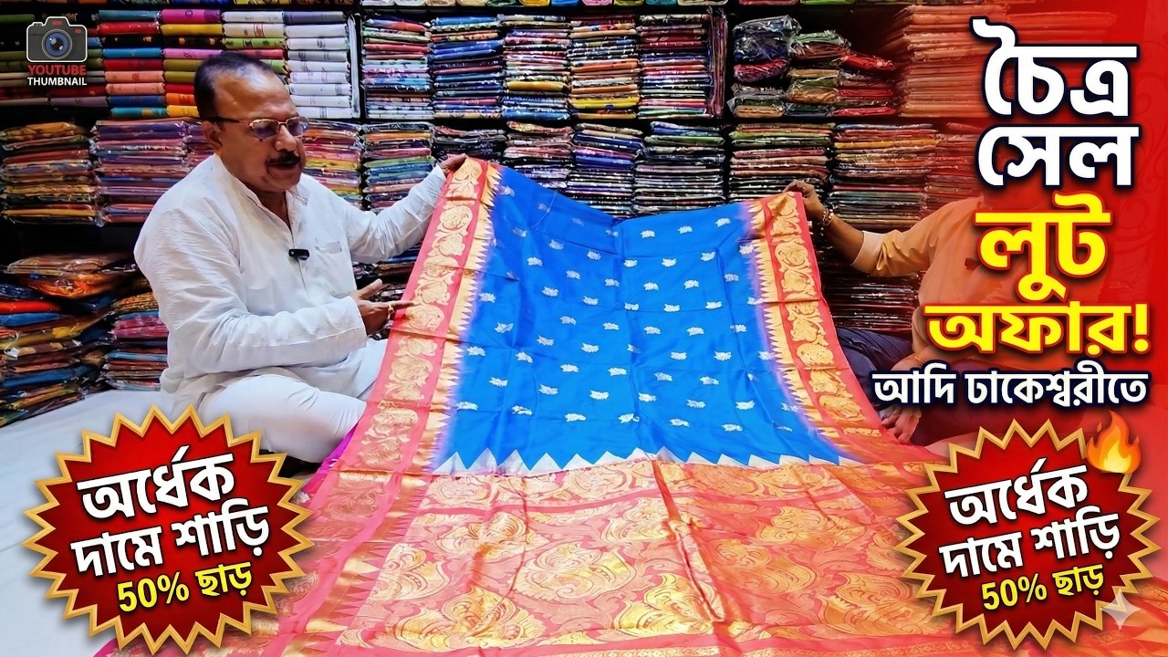 💥 আদি ঢাকেশ্বরীতে অর্ধেক দামে শাড়ি! 😱 Chaitra Sale Mega Loot Offer | Sahababur Adi Dhakeswari