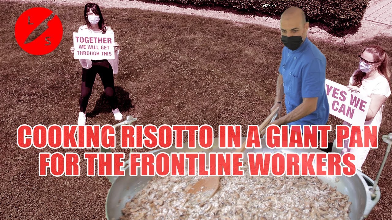 BIGGEST PAN IN NORTH AMERICA - Cooking Risotto for 65 FRONTLINE WORKERS!