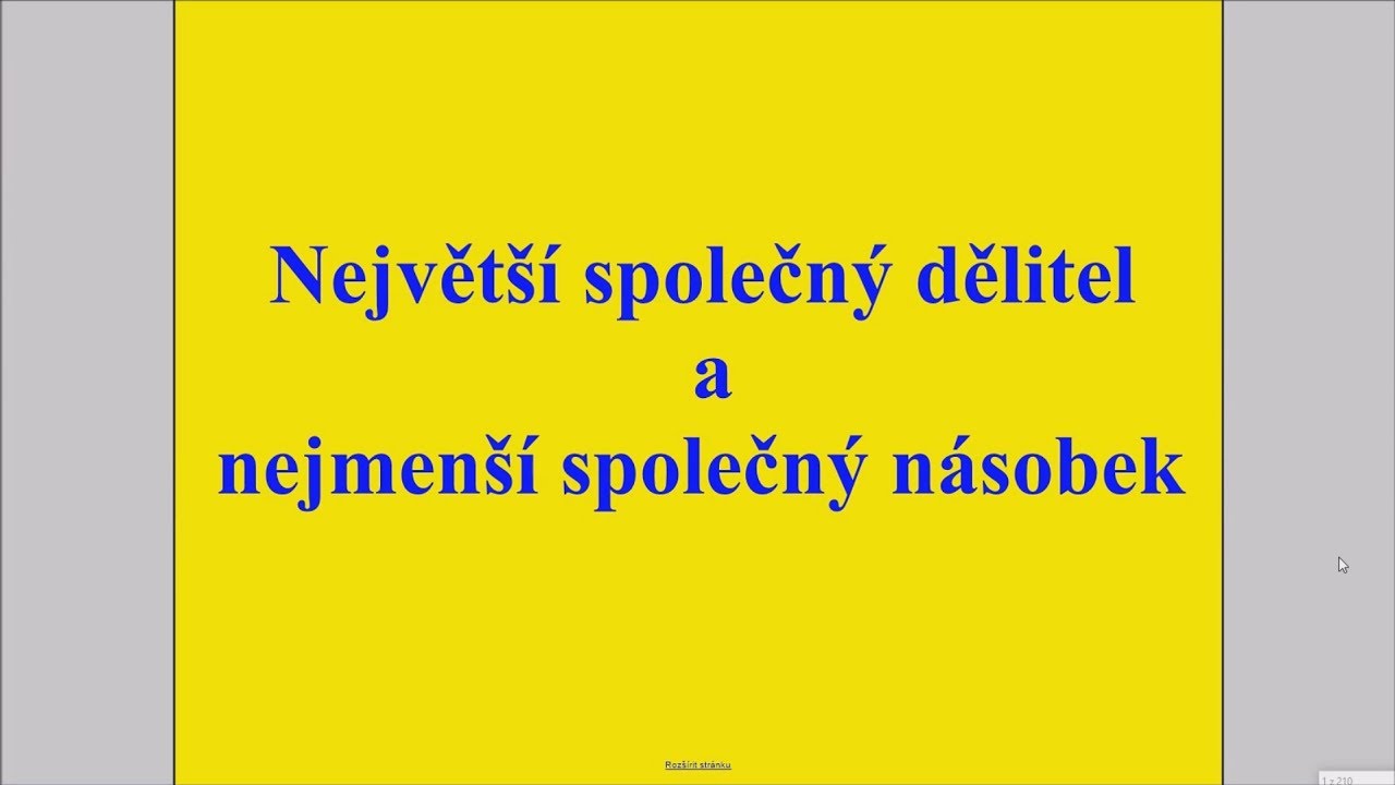 Největší společný dělitel a největší společný násobek