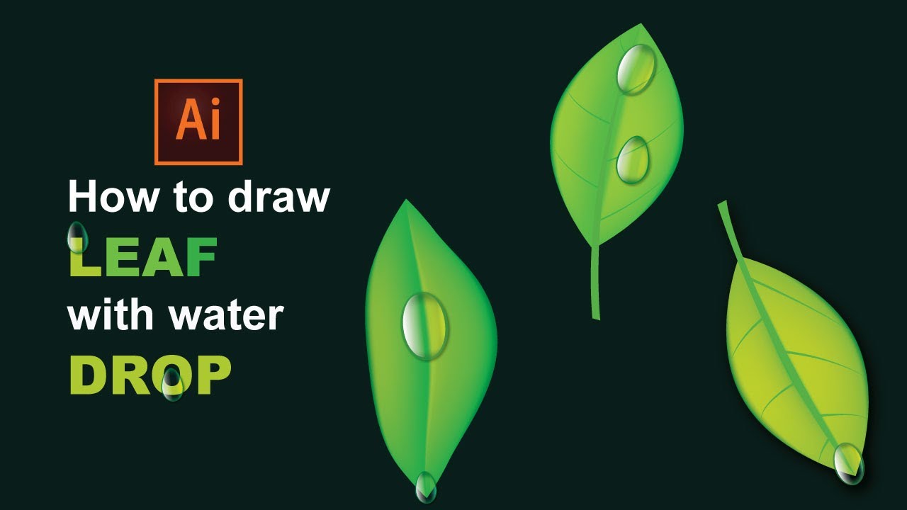 Create a Leaf with Realistic Water Drop | Illustrator Tutorial