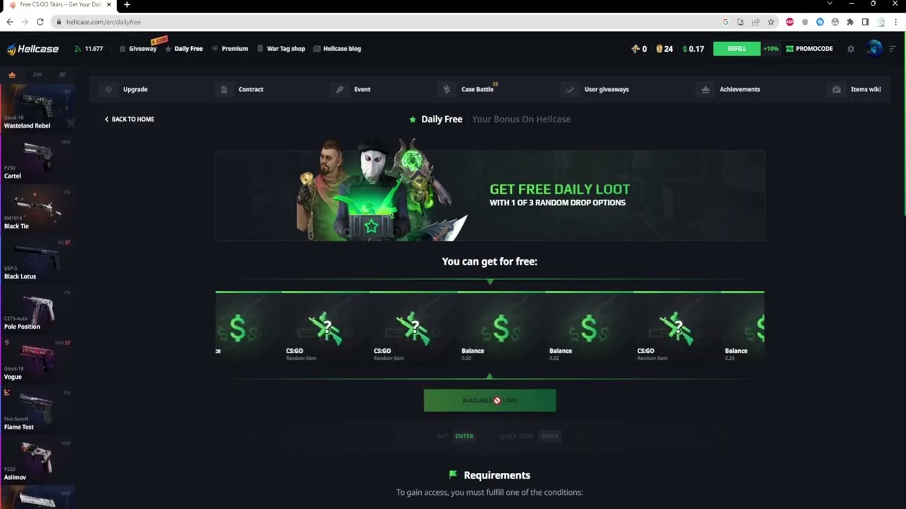 CSGO CASE OPENING === DAY #5 (hellcase.com) DAILY FREE CASE OPENING
