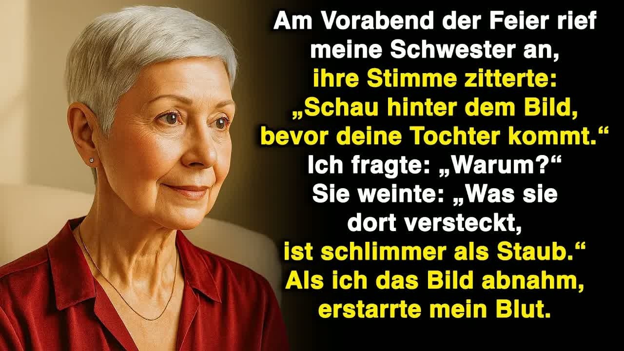 Bevor deine Tochter zurückkommt, schau dir an, was hinter dem Bild ist, sagte meine Schwester