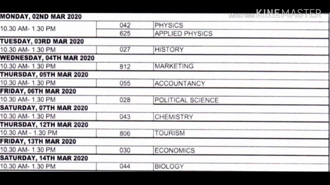 CBSE DATESHEET 2019-20 || CLASS XII || FINAL EXAM DATESHEET