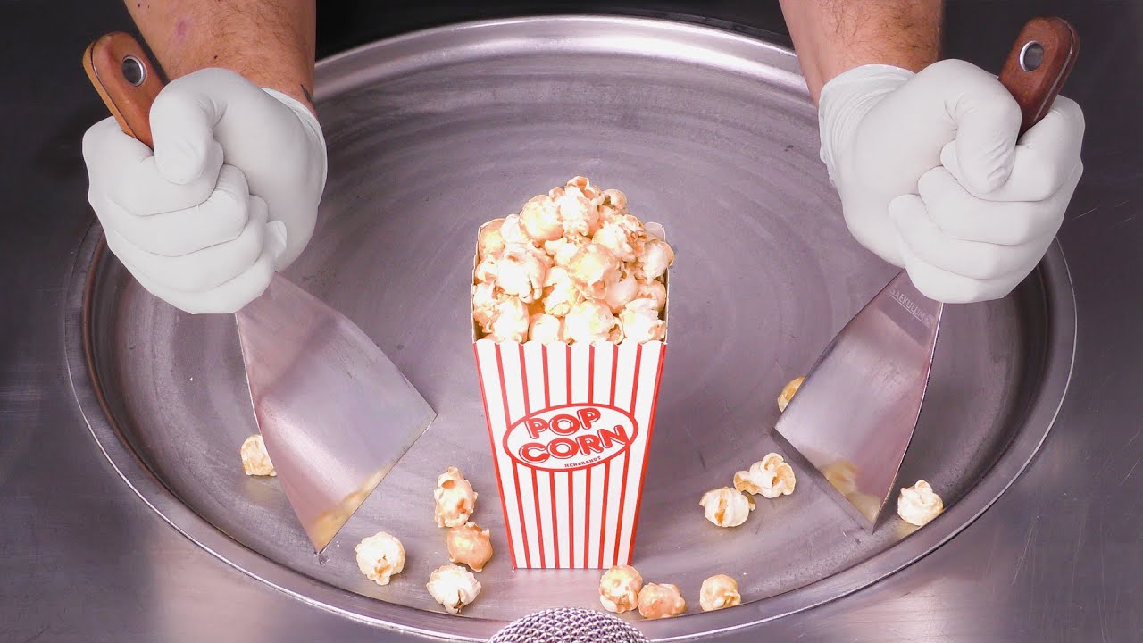How to make Popcorn to Ice Cream | oddly satisfying Food Art - Ice Cream Rolls ASMR / no talking