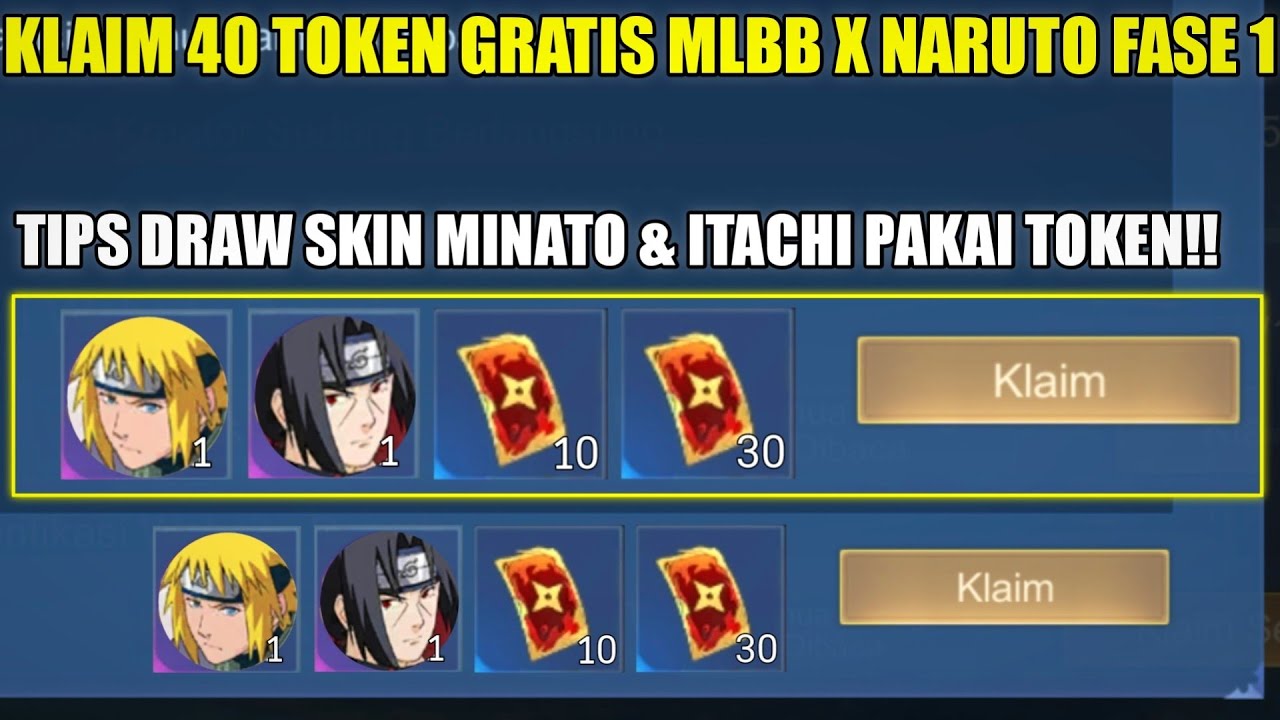 CLAIM A TOTAL OF 40 FREE MLBB X NARUTO TOKENS ROUND 1! TIPS FOR SAVING ITACHI & MINATO SKIN DRAWI...