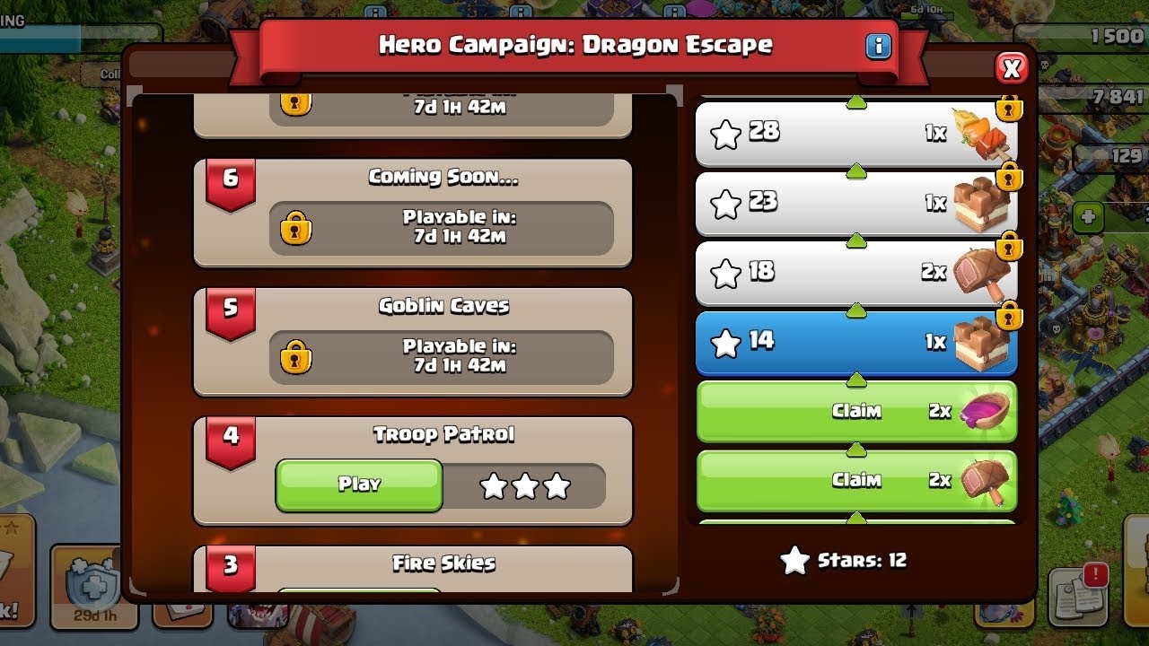 Clash of Clans New Challenge all levels  (Hero Campaign: DRAGON Escape) #newchallenge