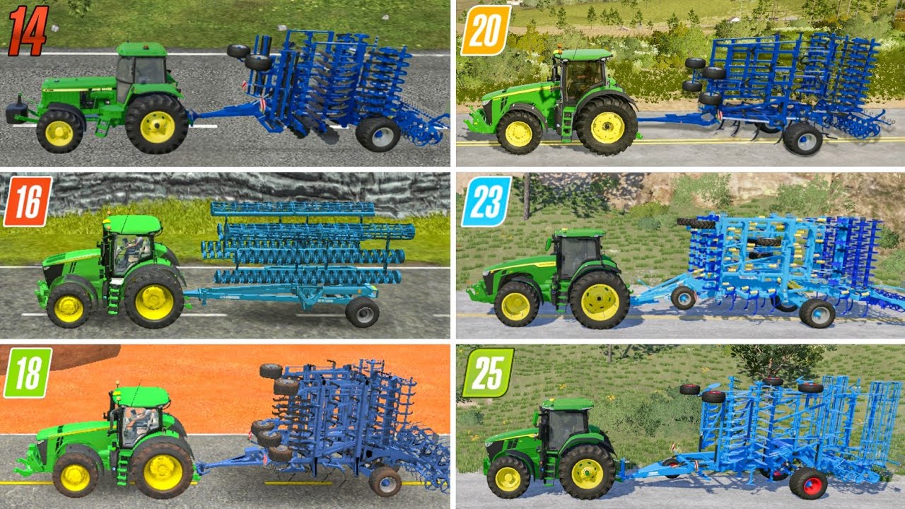 Fs14 vs Fs16 vs Fs18 vs Fs20 vs Fs23 vs Fs24 vs Fs25 | Cultivating With John Deere Tractor | 
