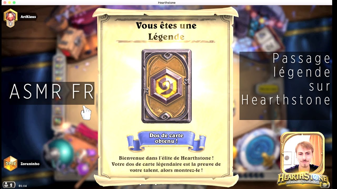 ASMR FR 🎮 Relaxing Gaming 🎮 Mon premier passage l&eacute;gende sur Hearthstone - Whispering