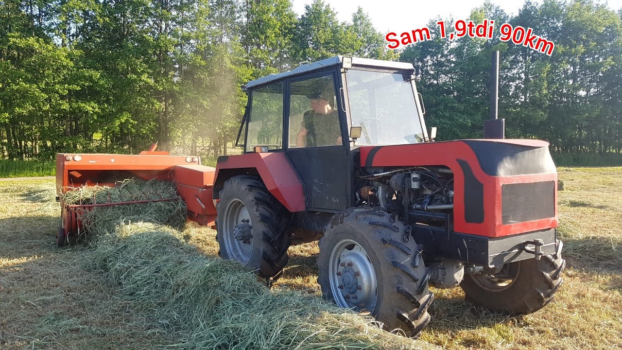 Sianokosy Ciągnik sam 1,9tdi 90km,czerwiec 2025r Agria 4900,suzuki samurai prasowanie kostka