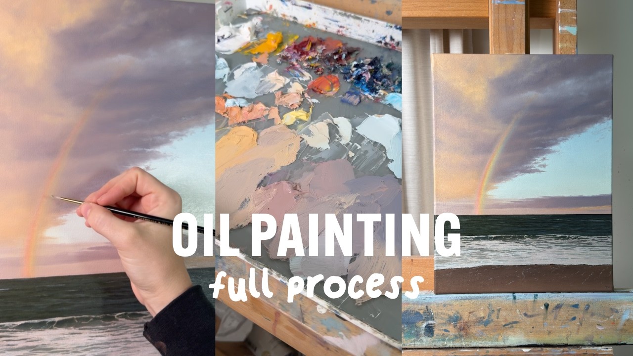 Painting a Vibrant Rainbow Seascape with Oil Paint - Time-lapse