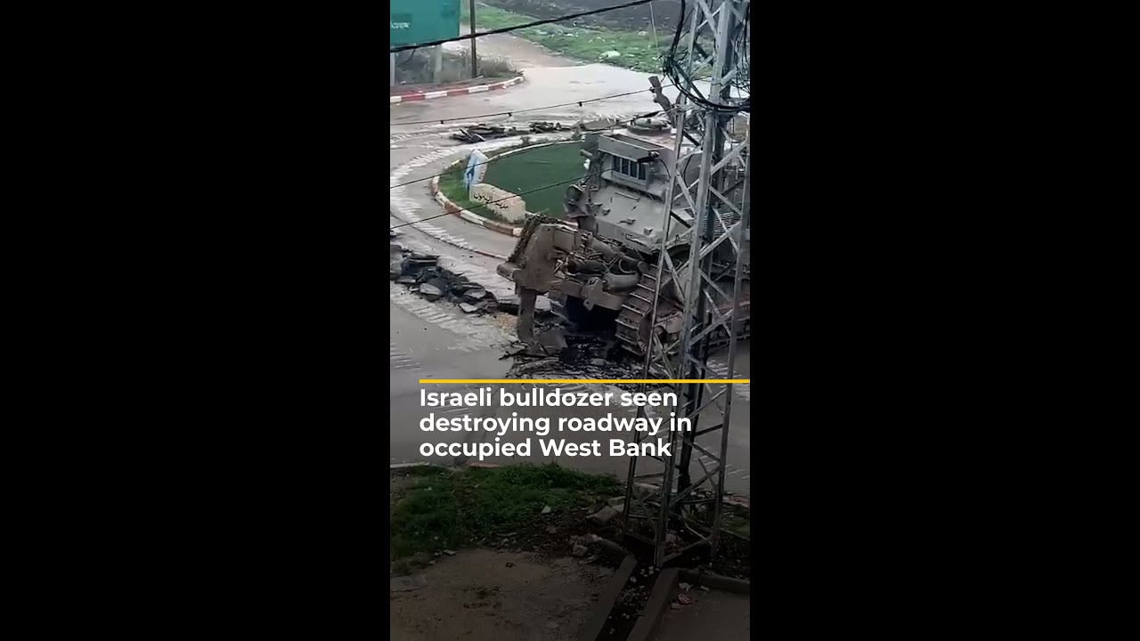 Israeli bulldozer filmed destroying roadway in occupied West Bank | AJ #shorts