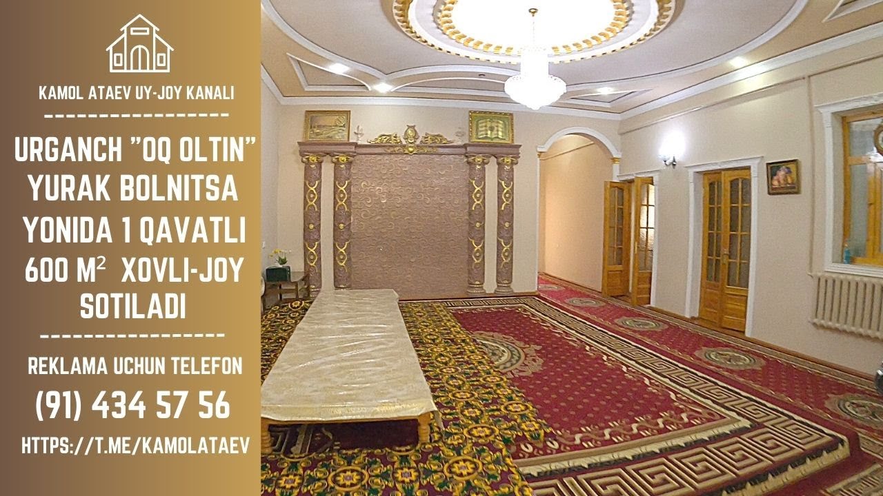 1 QAVATLI 600 M² XOVLI-JOY SOTUVDA / URGANCH / YURAK BOLNITSA