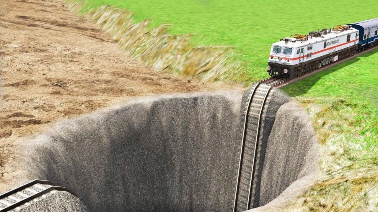 HIGH SPEED JANSHATABDI EXP FELL INTO THE WATER GIANT PIT🔺Indian Train Simulator | TrainsFun