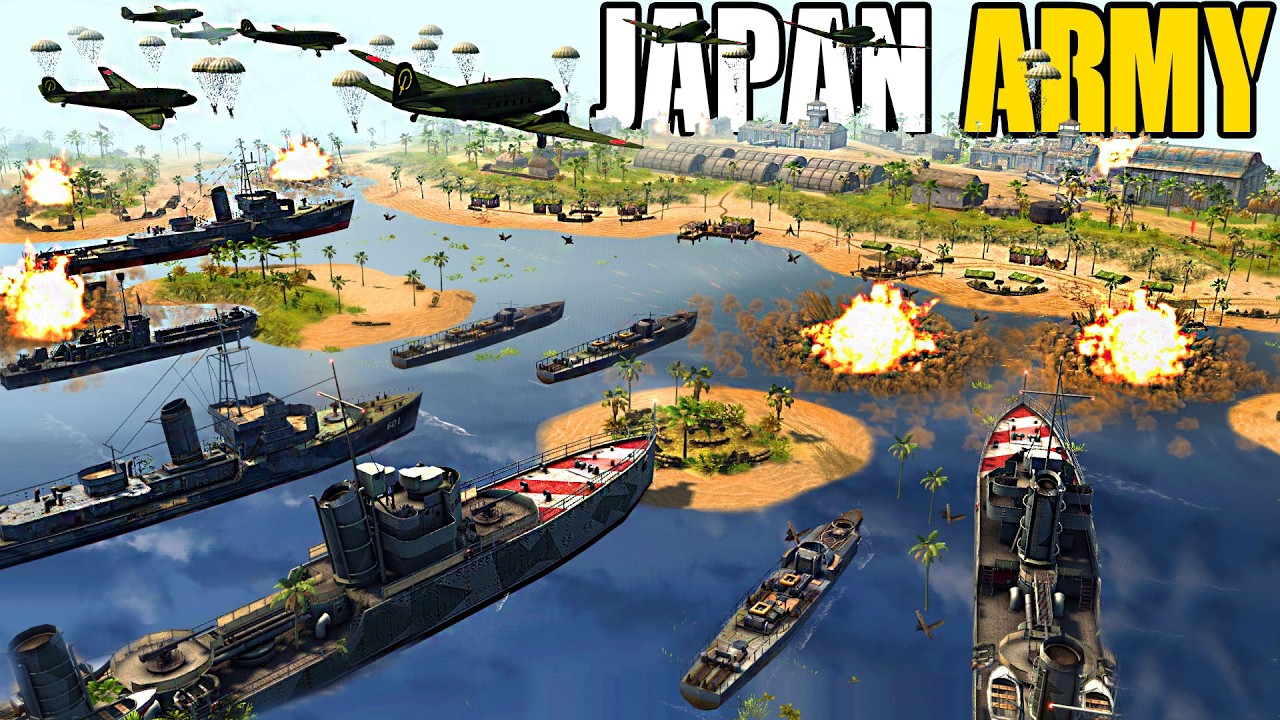 I built Deadliest JAPAN ARMY Island Invasion in WW2 ARMY BUILDING Simulator...