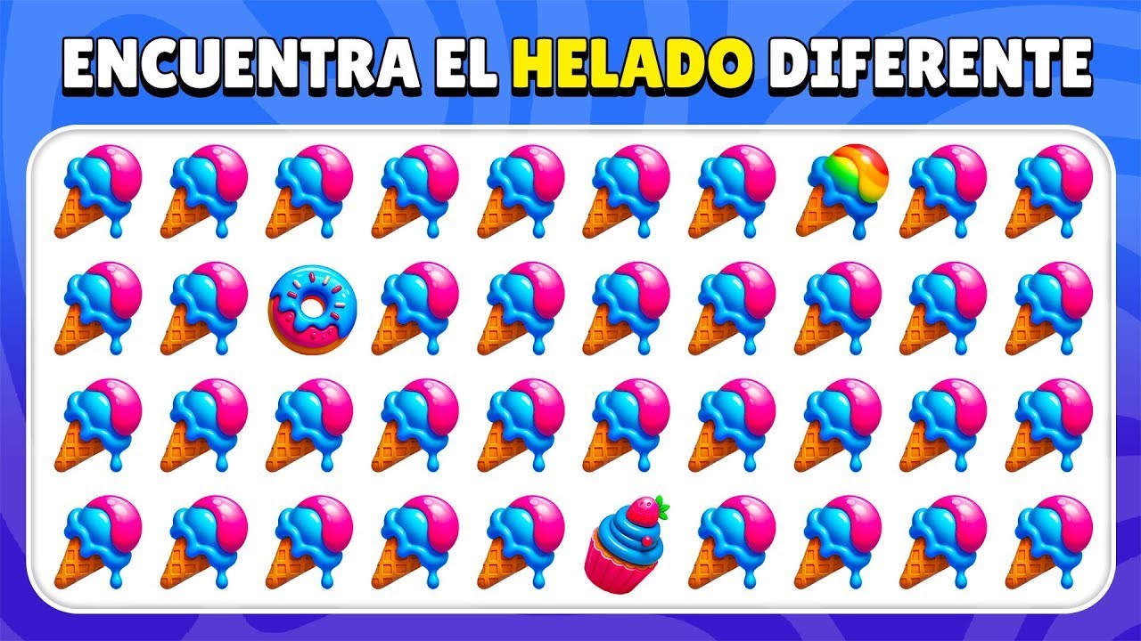 Encuentra el Emoji Diferente - Edición de Dulces 🎂🍦🍩 | 30 Niveles | Fácil, Medio, Difícil