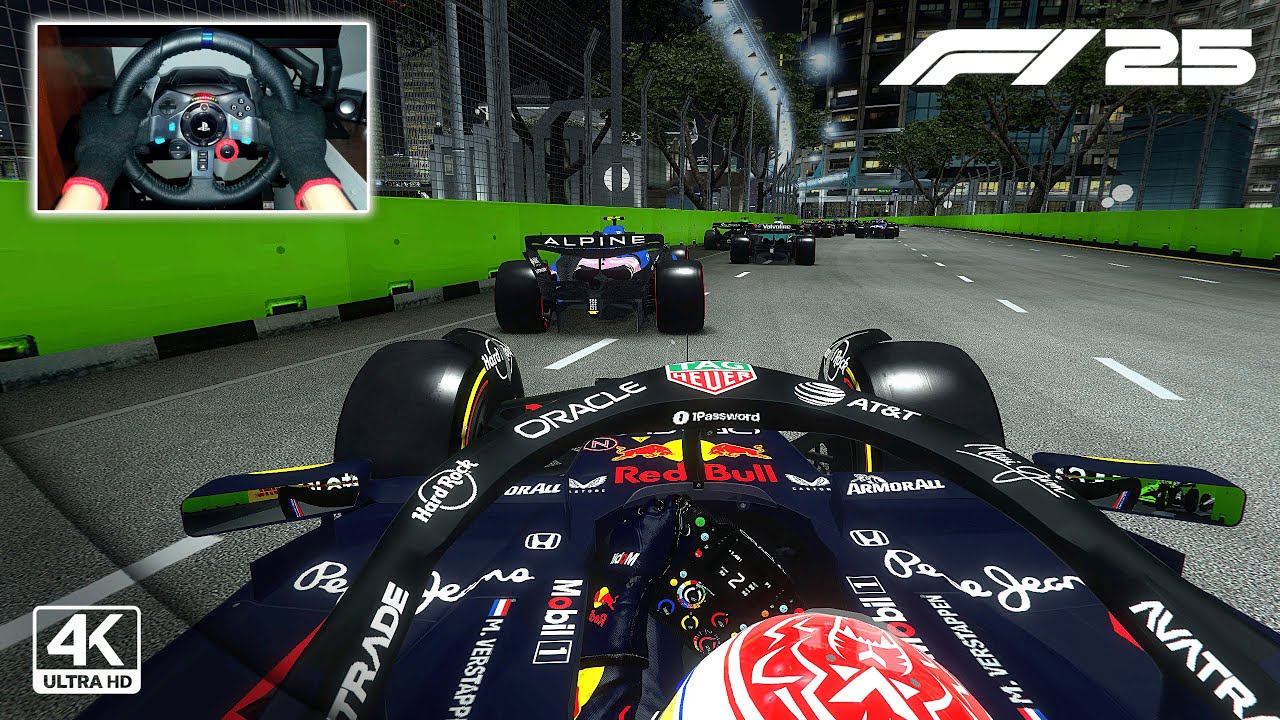 Red Bull Racing RB21 by Max Verstappen | F1 25 MOD Singapore Grand Prix | Logitech G29 Gameplay