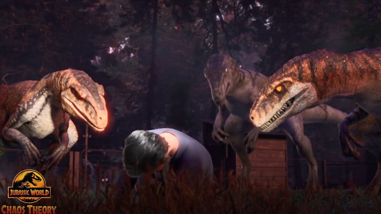 Atrociraptors(Ghost, Panthera and Tiger) Kill Daniel Kon(Kenji's Father)|Jurassic World Chaos Theory