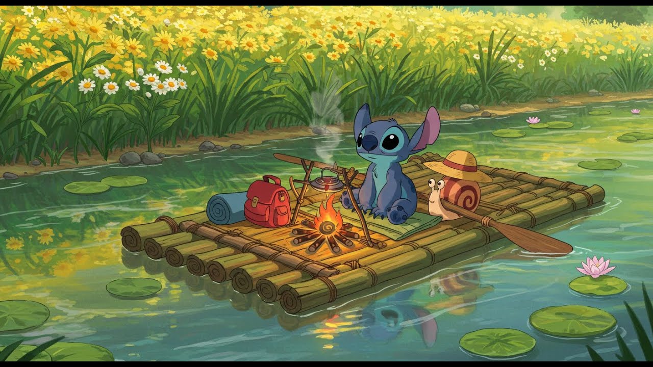 Stitch Relaxing Spring Afternoon 🌸 Soft & Cute Lofi Chill 🌿 Calm Study Music for Focus & Work