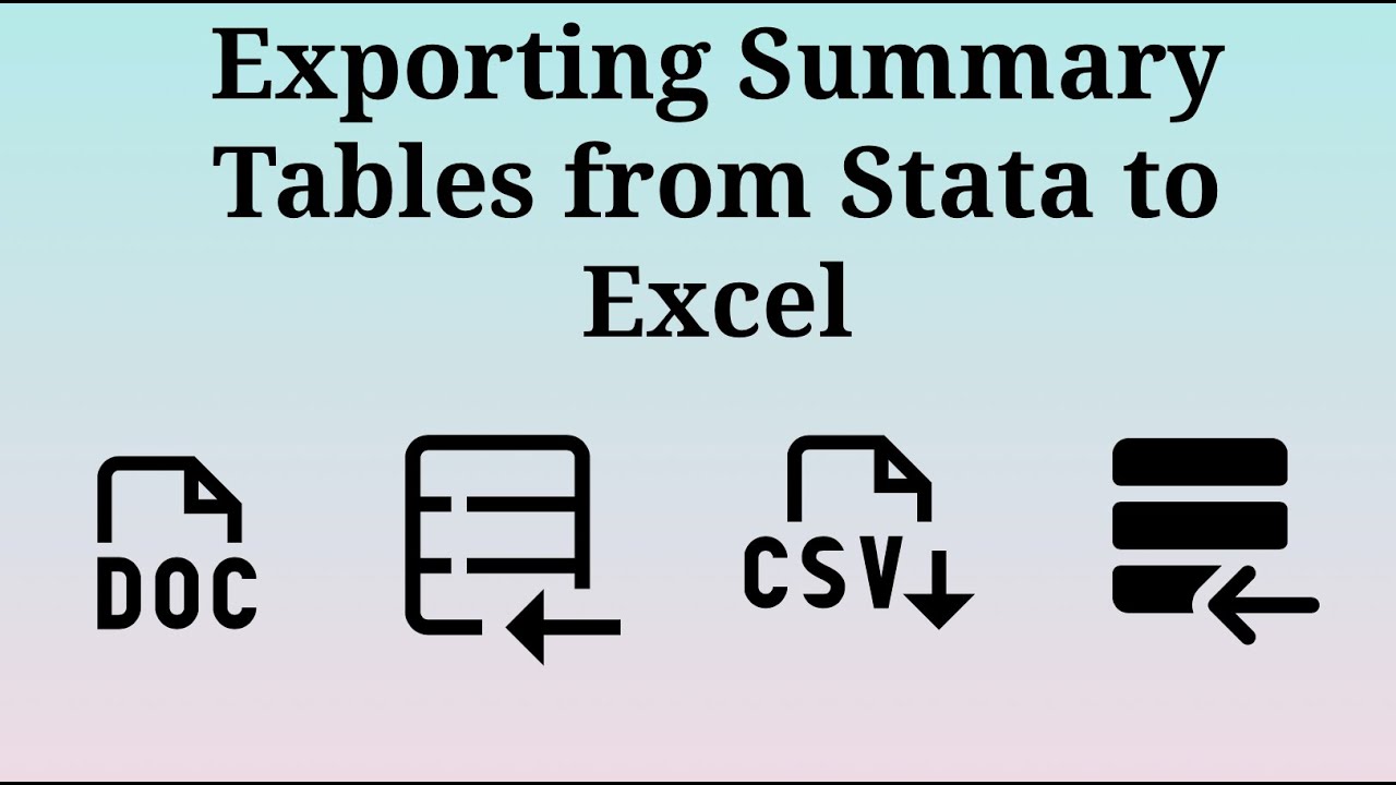 Exporting Summary Tables from Stata to Excel and Word