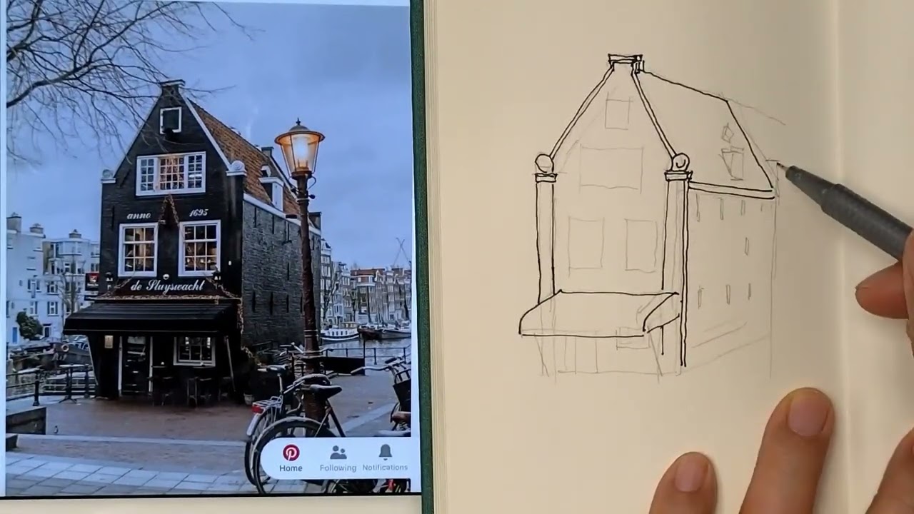 1일 1드로잉, 21일차. 암스텔담 집 그리기