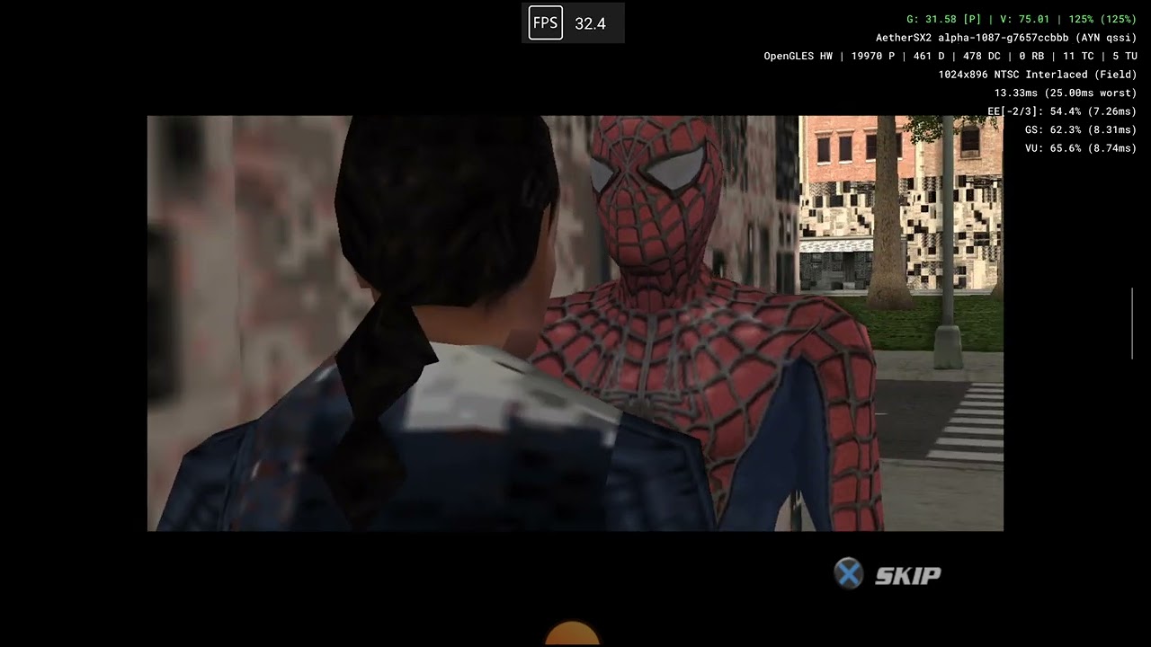 AYN ODIN PRO - AetherSX (PS2) - Spider-man 2 (2x Native, glitchy)