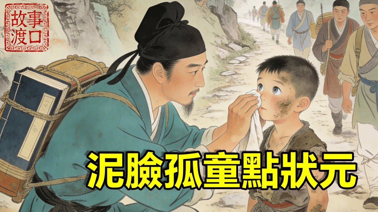 窮書生趕考路上撿到滿臉泥的孤兒，同伴笑他撿個累贅，誰知考場那天，孤兒化作金光護他筆鋒如神，一舉奪魁中狀元！【故事渡口】#民间故事 #善有善報  #完結
