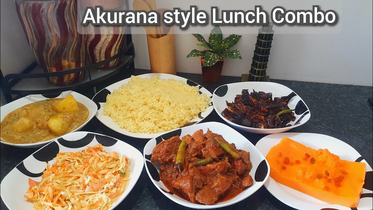 Srilankan lunch combo tamil recipe /ghee Rice /brinjal /potato Curry/Custard pudding/Chicken Curry