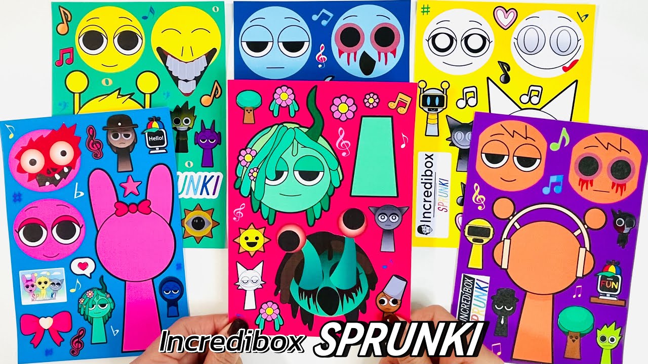 Incredibox SPRUNKI 🎶 PaperDIY Sticker Book Decoration 🎵 인크레디박스 스프런키