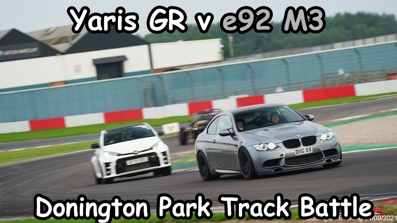 Yaris GR chasing e92 M3 at Donington Park