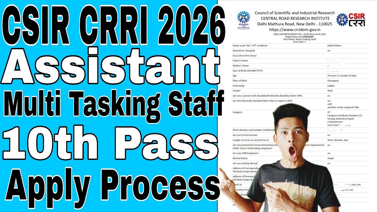CSIR CRRI Delhi Recruitment 2026, Online Form Fill up, How to Fill up Form, Online apply kaise bhare