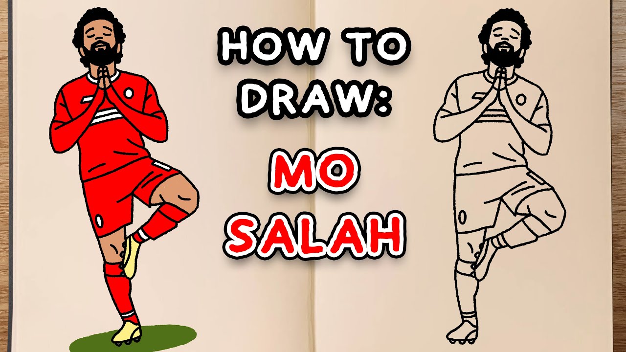How To Draw: MO SALAH (easy step by step tutorial)